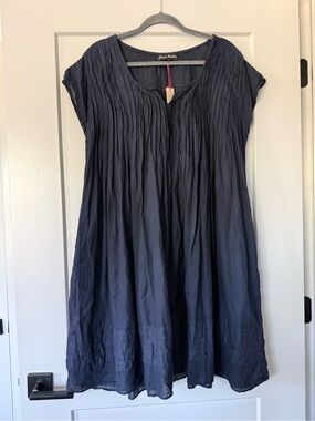 NWT J.P.Mattie Atelier Francoise Cotton tunic dress in Navy Lagenlook Medium